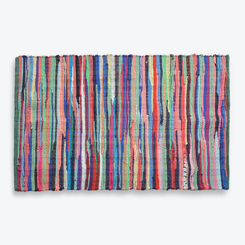 Nisbet Chindi Handwoven Multicolour Rag Rug, Rectangle 70 x 140cm