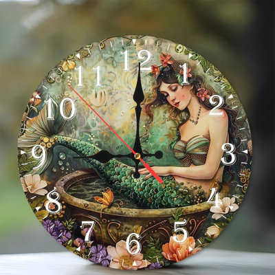 Horloge murale en bois 10 po, mouvement silencieux, à piles (piles AA non incluses), décor artistique, parfait pour les décorations