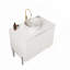 Meuble-lavabo autoportant de 30 pouces avec lavabo en céramique blanche, motif en pierre et comptoir blanc de Carrare, portes à fermeture douce et grand espace de rangement