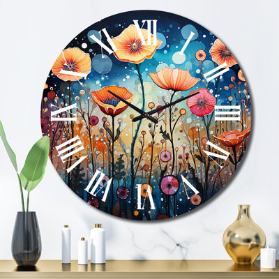 Horloge murale Wildflowers Whimsical Blooms Pointillism II