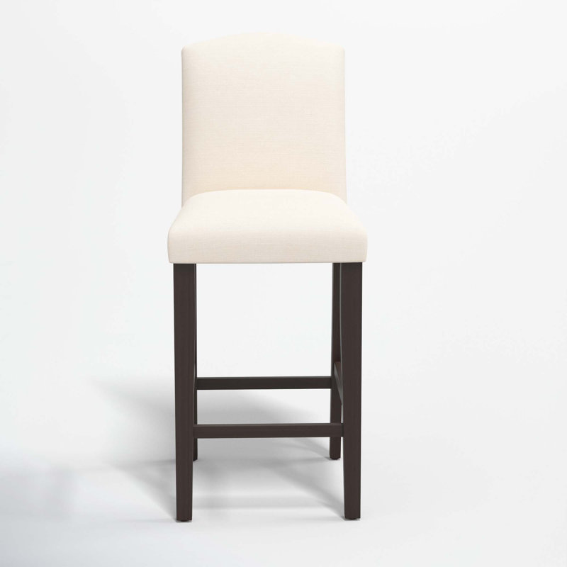 April Upholstered Stool, Bar Stool (31" Seat Height), Milsap Canvas Sustain® Tweed, Black Wood