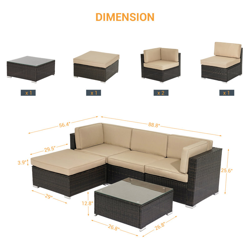 Ensemble de conversation modulaire 5 pièces, Beige