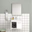 Meuble-lavabo 24 po avec lavabo et miroir, meuble-lavabo mural avec portes doubles, cadre en aluminium argenté, charnières à fermeture douce, longues poignées en métal, lavabo en céramique-1266590514