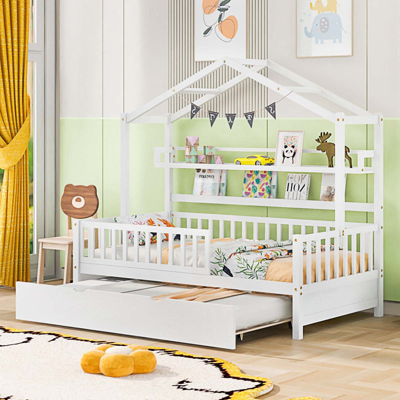 Lit avec rangement Ayita, Simple, Blanc
