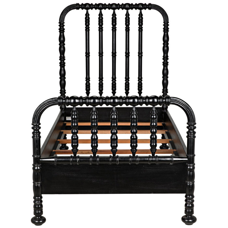 Bachelor Solid Wood Bed, Hand Rubbed Black, Twin