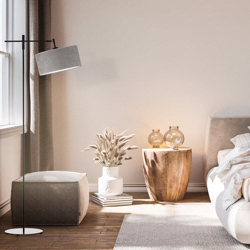 Ayja 145cm Swing Arm Floor Lamp, White, Gray/White