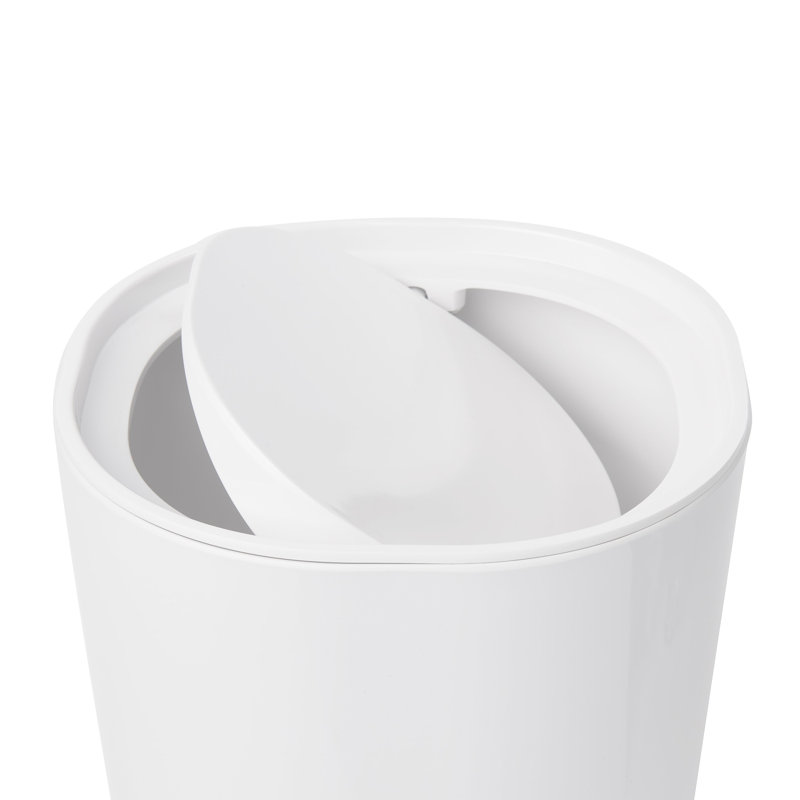 Poubelle à battant en plastique Step, Blanc