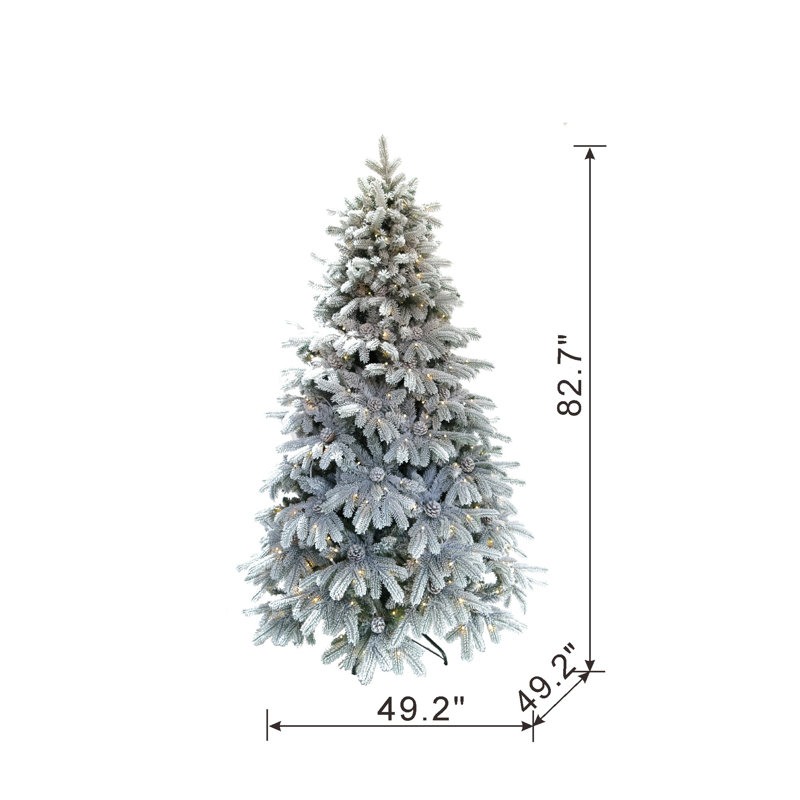 Grand arbre de Noël enneigé 7 pi avec 400 lumières DEL blanc chaud