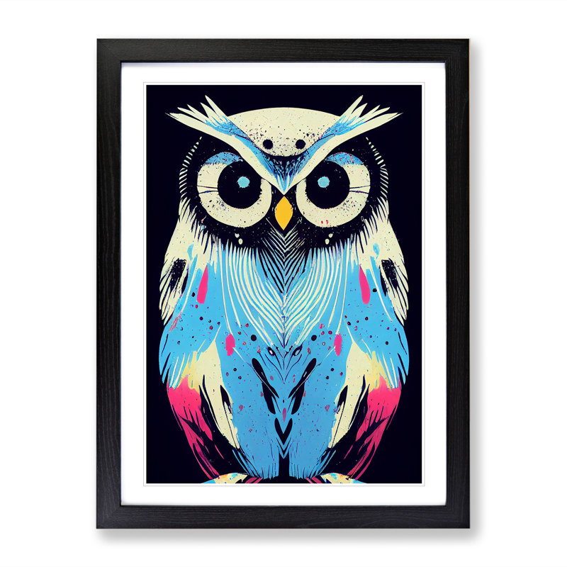 Paint Splashed Owl - Framed Print, Black, 34cm H x 25cm W x 2cm D
