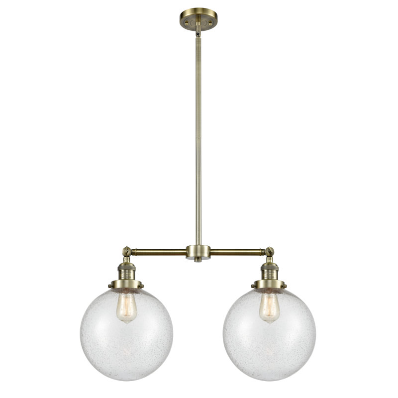 Lustre unique à 2 lumières Clermont, Ampoule DEL 6 watts Vinage, Laiton antique