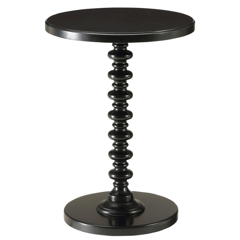 Traditional Black Wooden Side Table - Round Shape For Living Space Kitchen Versatile & Stable