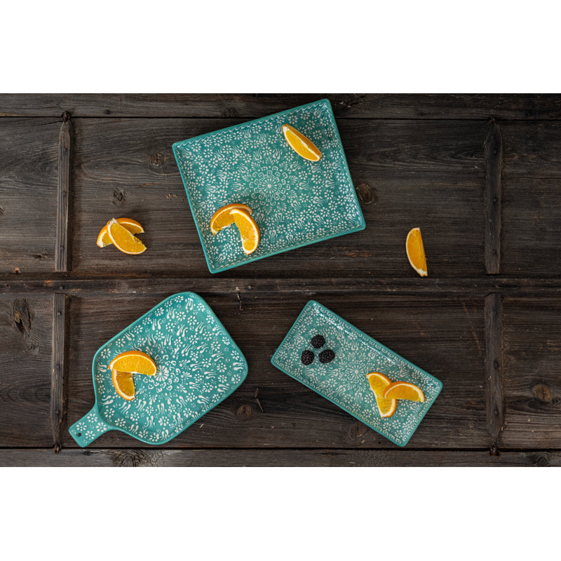 Coppermill Kitchen Hand Painted Ceramic Ceramic Tray, Green