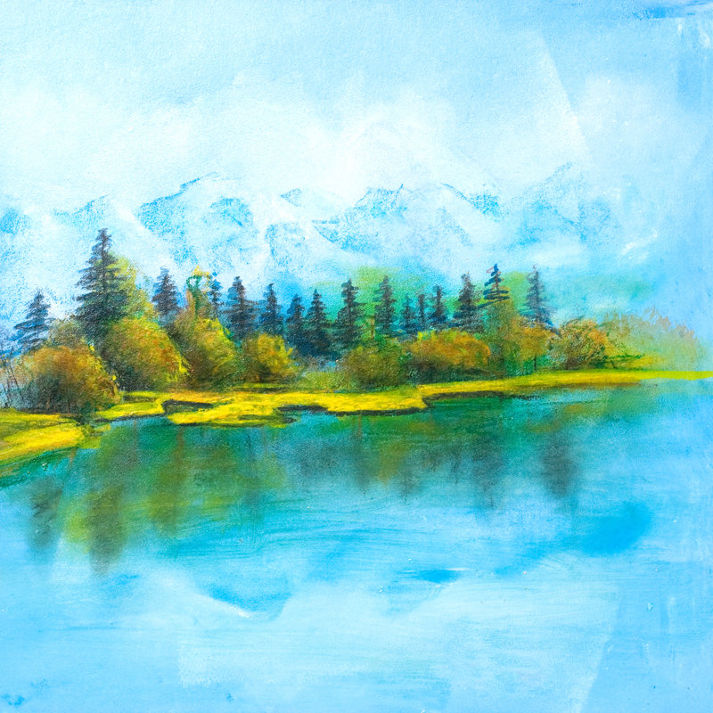 Blue Landscape - Wrapped Canvas Painting, 51cm H x 51cm W x 3.8cm D