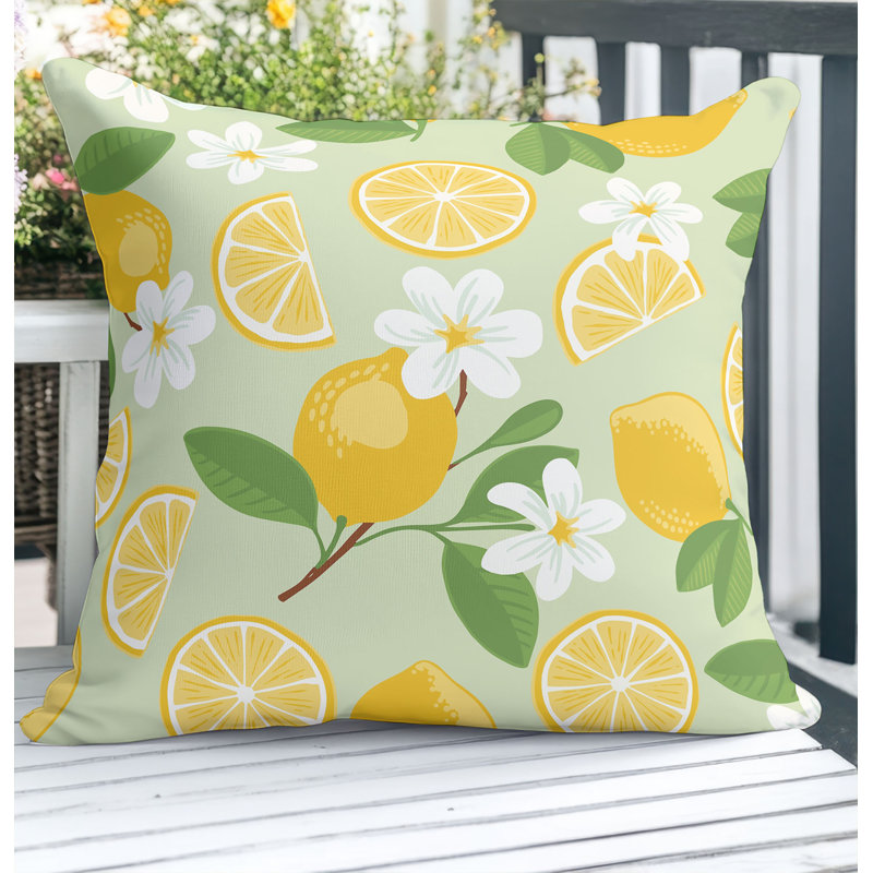 Coussin décoratif extérieur Lemmie, Vert, Carré 16 po