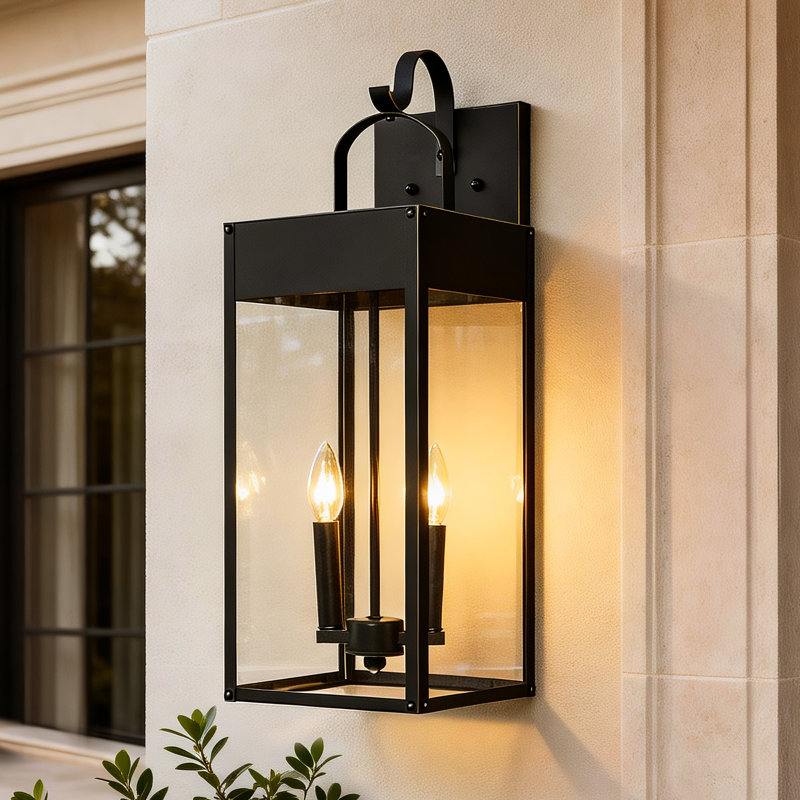 24 In. Oil Rubbed Bronze 2-Light Outdoor Wall Lantern Sconce With Clear Glass