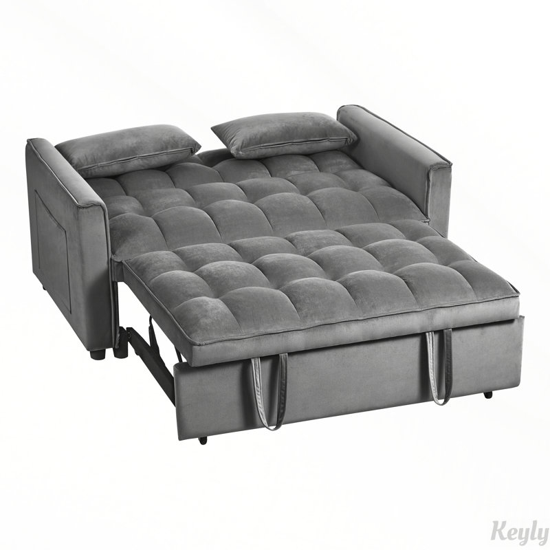 Canapé-lit convertible 3 en 1 avec coussins, Gris foncé