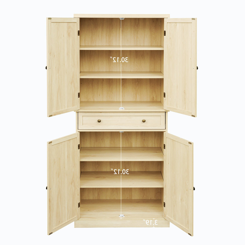 72.3 Kitchen Pantry 4 Door Cabinet with 1 Drawer Storage Cabinet