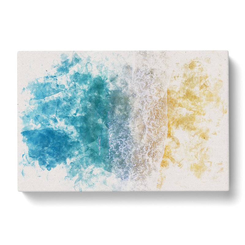 Palm Coast Beach In Florida Watercolour - Wrapped Canvas Print, 50cm H x 76cm W x 3cm D