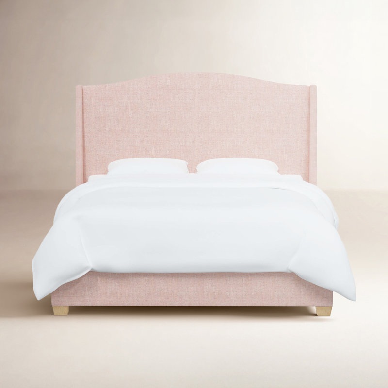 Allis Upholstered Wingback Bed, Zuma Rosequartz Textured Linen, Twin