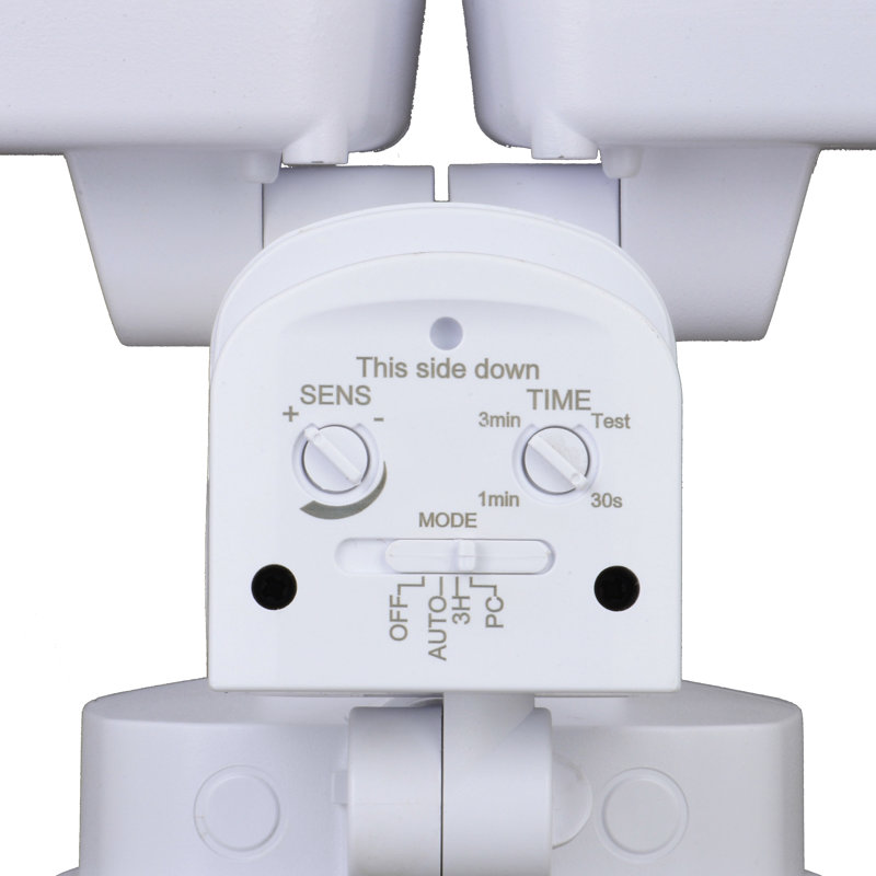 Outdoor Security 2 - Head LED Hardwired Dusk to Dawn Outdoor Security Flood Light with Motion Sensor and Timer, White