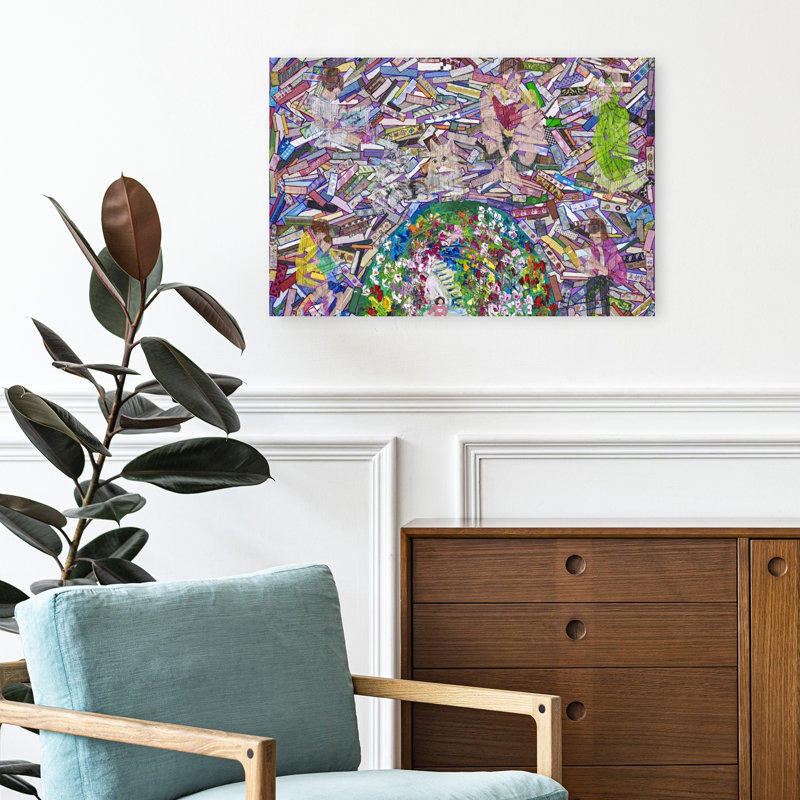 Histoires de jardin fantaisistes - Affiche murale abstraite et colorée de fleurs naturelles modernes, H 16 po x l 24 po