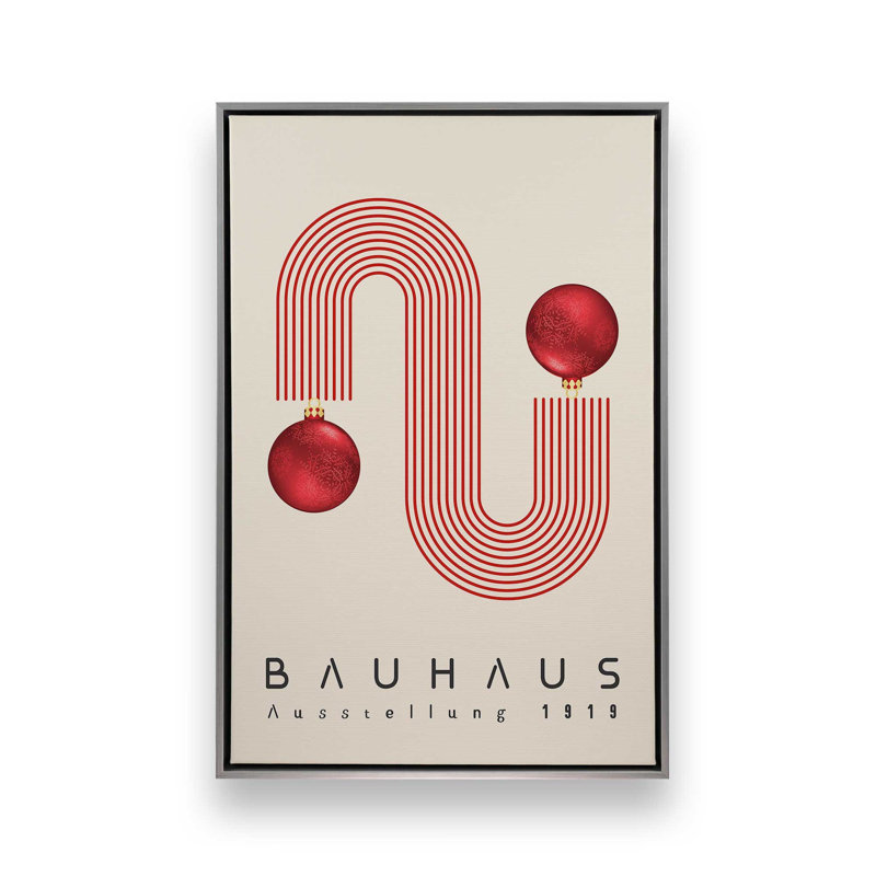 «Festive Red Bauhaus» 1919, reproduction sur toile, Encadrement argenté, H 18,75 po x l 12,75 po