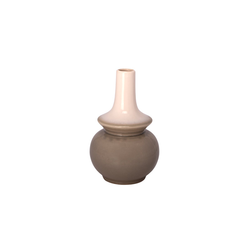 Vase en céramique à finition brillante blanc, H 11 po x l 7 po x P 7 po