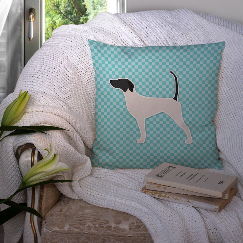 English Pointer Outdoor Throw Pillow, 14" H x 14" H x 3" D, Blue