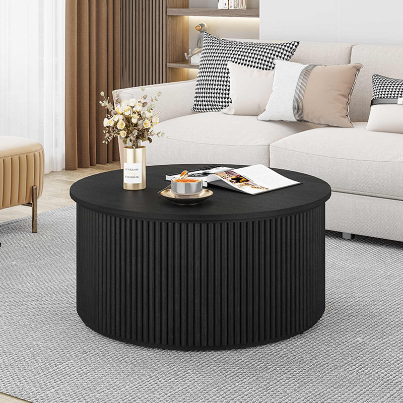 Guinna 31.61'' Round Coffee Table with Storage, Mid Century Modern Center Table for Living Room, Apartment and Small Spaces