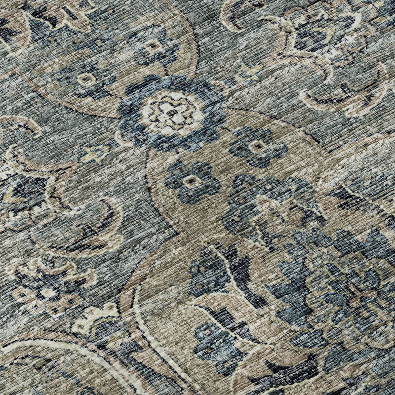 Tapis bleu Premium Alliah AMF95 lavable à la machine, Rectangle 1 pi 8 po x 2 pi 6 po