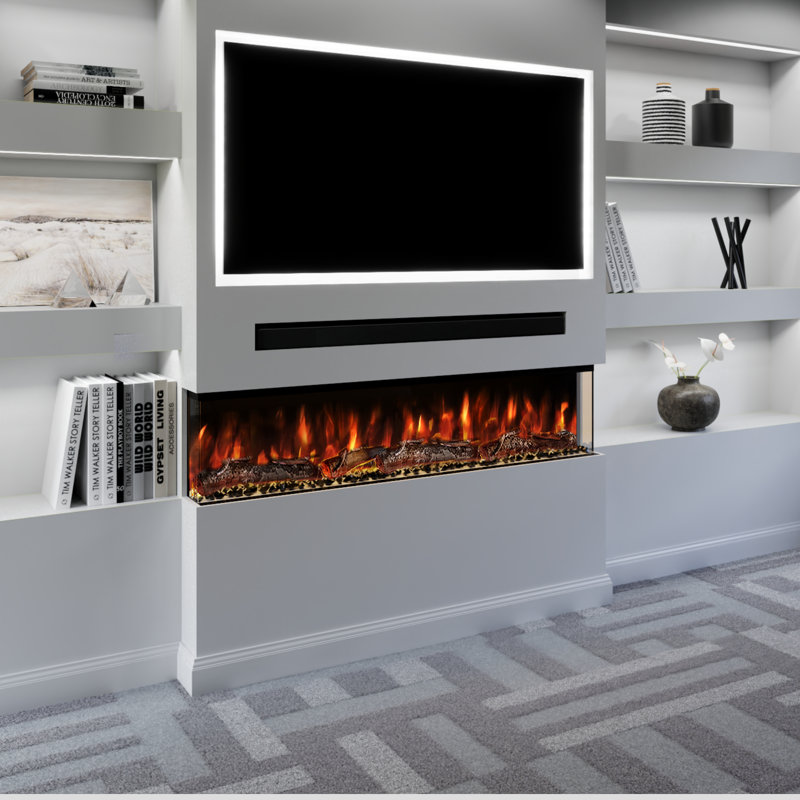 Spectrum Series 3-Sided Panoramic Electric Fireplace | TV Media Wall Compatible | Multiple Sizes Available