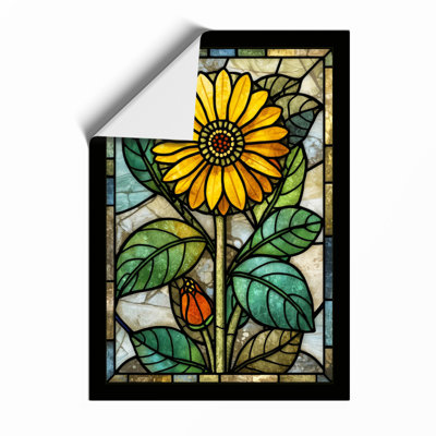 Stained Glass Daisy Botanical - Framed Print