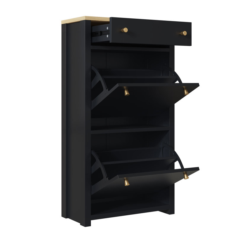 8 Pair Shoe Storage Cabinet, Black