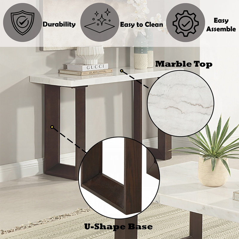 Edwyn Sofa Table W/marble Top