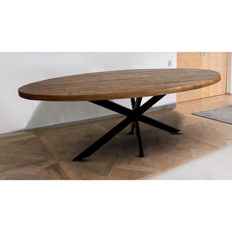Mckinney 200Cm Oval Dining Table Saw Finish Mango Wood