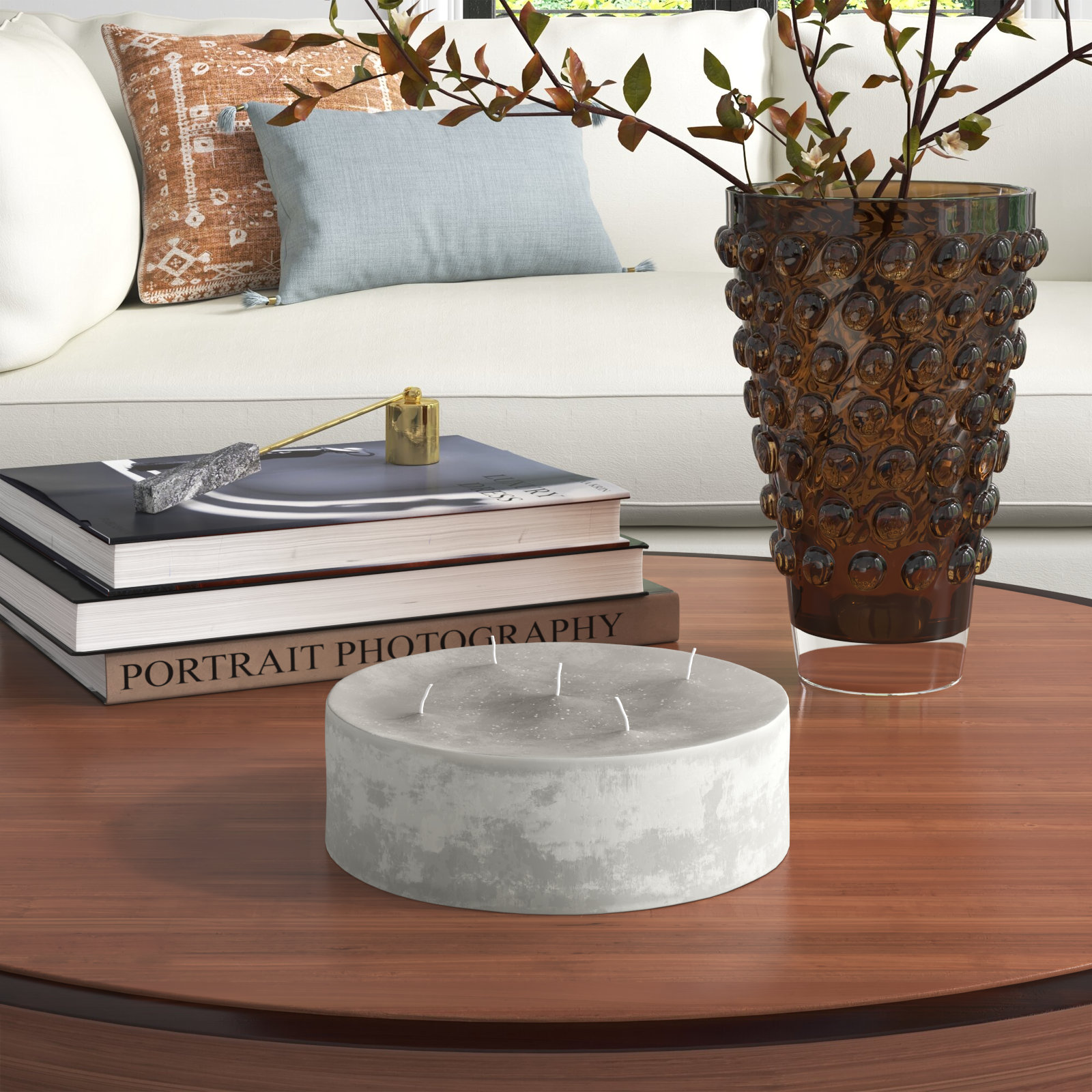 Pillar Super Unscented Candle, 2.75" H x 9.05" W x 9.05" D, Linen