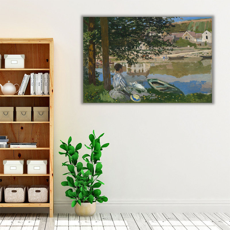 Sur la berge de la seine - reproduction d'art sur toile, H 20 po x l 30 po