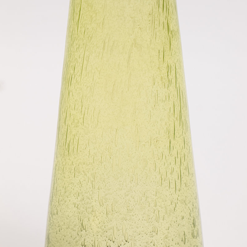 Modern Decorative Round Drink Table with Glass Base and Top with Gold Metal accent, Green