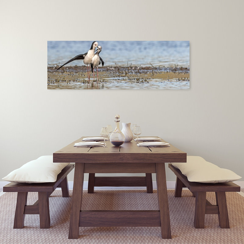 Art mural Stilts In Love Peaceful Romantic Serene Bird Nature Wildlife, H 16 po x l 48 po
