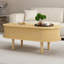Table basse cannelée à plateau relevable avec compartiment caché, table centrale en bois, plateau de table ovale moderne pour bureau de salon à domicile-388408654
