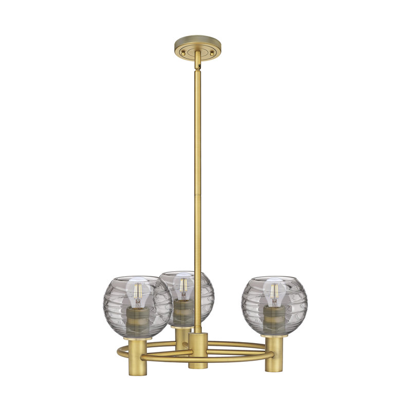 Cribb - Luminaire suspendu sur tige 3 lumières, Laiton brossé