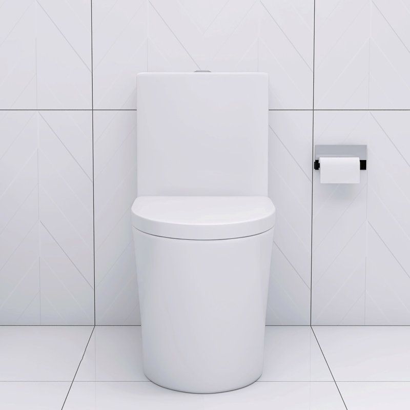 Contemporary Bathroom Toilet With Quiet Flush And Soft-Close Seat Elongated Efficient Dual Long-Lasting Construction, White