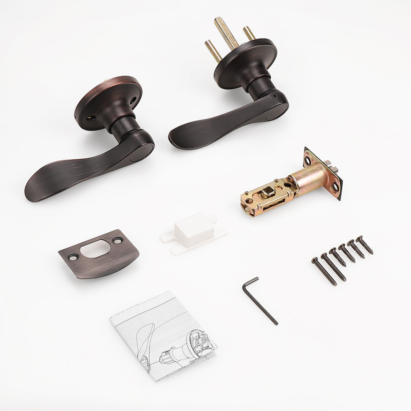 Passage Door Lever with Round Rosette, Oil Rubbed Bronze