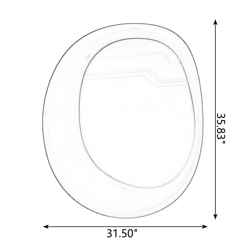 Miroir mural asymétrique en bois manufacturé, H 35,83 po x L 31,50 po, Blanc