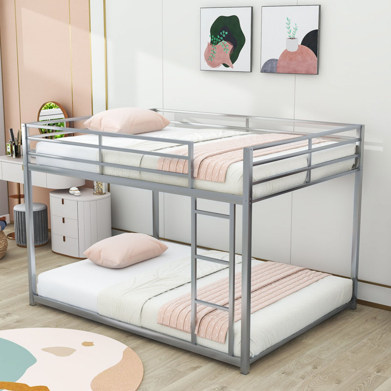 Metal Standard Bunk Bed, Full, Silver