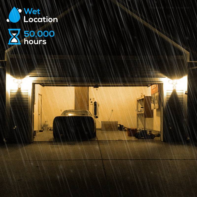 2 Head LED Dusk to Dawn Flood Light, 20W Security Light with Motion Sensor, 3000K Warm White