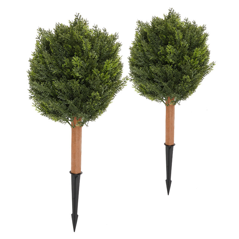 Ensemble de 2 cyprès artificiels avec piquet de terre pour le jardin intérieur et extérieur