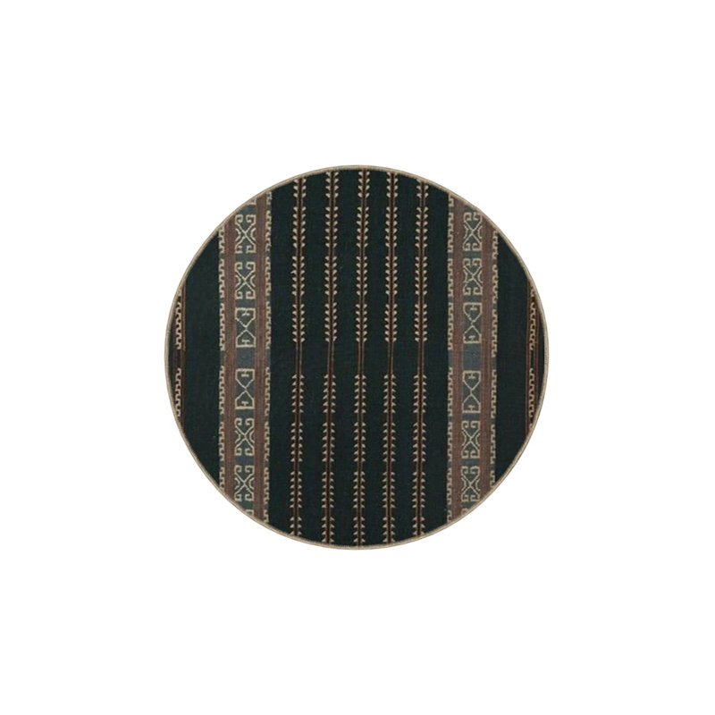Black Themed Geometric Colorful Patterned Woven Base Washable Carpet, Rectangle 5' x 9'11"