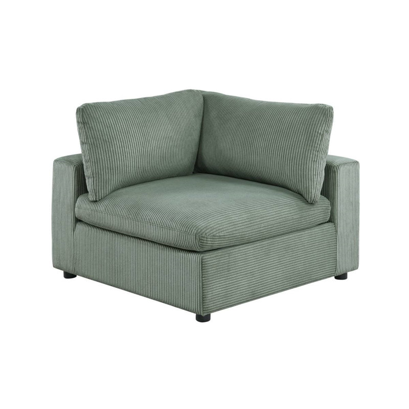 Canapé modulaire rembourré 7 pièces Milocci, Velours côtelé vert
