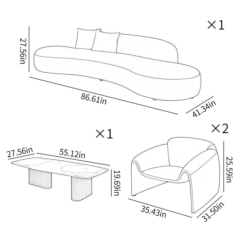 Combinaison de table basse moderne simple brun